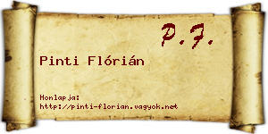Pinti Flórián névjegykártya